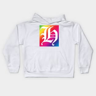 Rainbow White Letter H Kids Hoodie